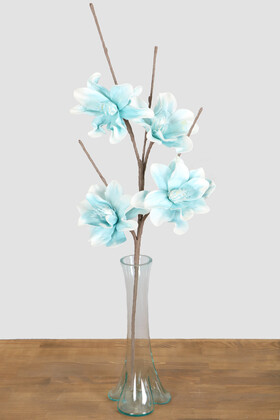 Yapay Çiçek Deposu - Exclusive Lateks Manolya Ara Dallı 110 cm Mavi