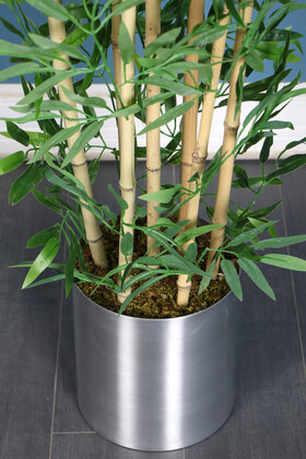 Paslanmaz Metal Saksıda Yapay Bambu Ağacı 7 Çubuklu 170 cm - Thumbnail