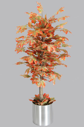 Yapay Çiçek Deposu - Metal Saksıda Bodur Yapay Ağaç Hazan Çınar 130 cm