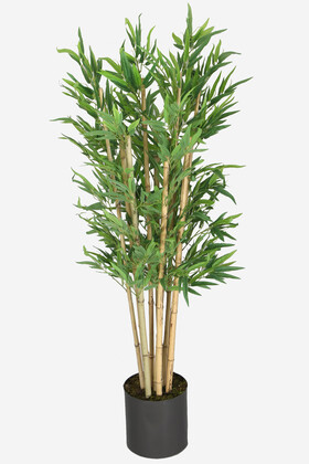 Yapay Çiçek Deposu - Antrasit Renk Metal Saksıda Yapay Bambu Ağacı 10 Çubuklu 160 cm