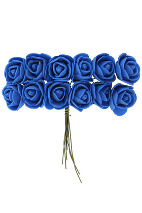 Yapay Çiçek Deposu - Mini 12li Lateks Gül Saks Mavi