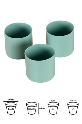 Mini Kaktüs Sukulent Saksısı 3lü Set Mint Yeşili Trend Model 6 Cm - 2