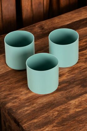 Mini Kaktüs Sukulent Saksısı 3lü Set Mint Yeşili Trend Model 6 Cm - Yapay Çiçek Deposu