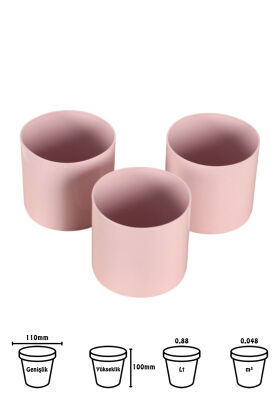 Mini Kaktüs Sukulent Saksısı 3lü Set Pastel Pembe Trend Model 10 Cm - 2