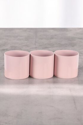 Mini Kaktüs Sukulent Saksısı 3lü Set Pastel Pembe Trend Model 10 Cm - 4