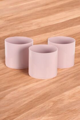 Mini Kaktüs Sukulent Saksısı 3lü Set Pastel Pembe Trend Model 10 Cm - 3
