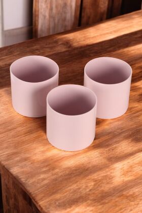 Mini Kaktüs Sukulent Saksısı 3lü Set Pastel Pembe Trend Model 10 Cm - Yapay Çiçek Deposu