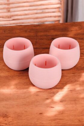 Mini Kaktüs Sukulent Saksısı 3lü Set Pembe Elvan Model 9 Cm - Yapay Çiçek Deposu