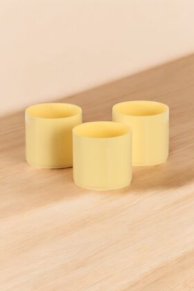 Mini Kaktüs Sukulent Saksısı 3lü Set Sarı Trend Model 6 Cm - 3
