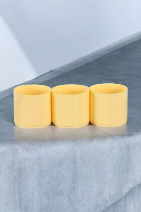 Mini Kaktüs Sukulent Saksısı 3lü Set Sarı Trend Model 6 Cm - 4