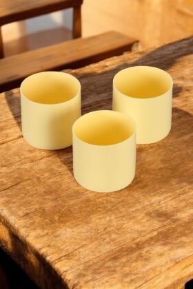 Mini Kaktüs Sukulent Saksısı 3lü Set Sarı Trend Model 6 Cm - Yapay Çiçek Deposu