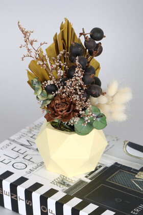 Yapay Çiçek Deposu - Beton Saksıda Yapay Masa Çiçeği Model 35