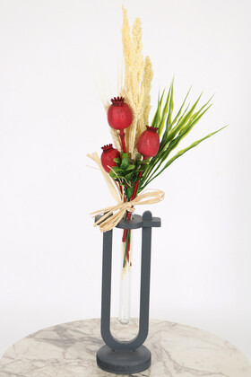 Yapay Çiçek Deposu - Dekoratif Mini Vazoda Kuru Çiçek Tanzimi Model 2