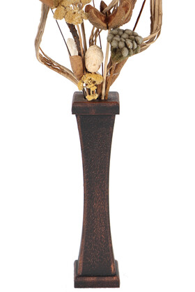 Minyatür Ahşap Vazoda Tropik Kuru Çiçek 70 cm Model 4 - Thumbnail