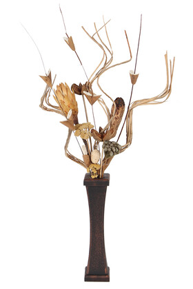 Minyatür Ahşap Vazoda Tropik Kuru Çiçek 70 cm Model 4 - Thumbnail