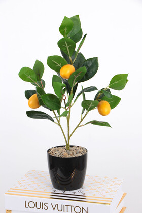 Yapay Gerçek Dokulu Mini Limon Ağacı Saksıda 44 cm - Yapay Çiçek Deposu