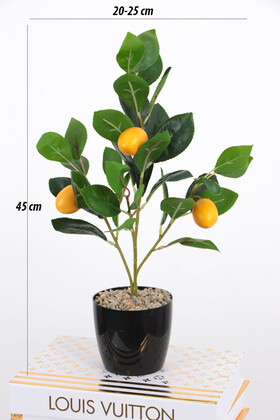 Yapay Gerçek Dokulu Mini Limon Ağacı Saksıda 44 cm - 2