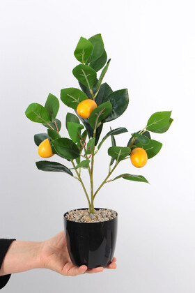 Yapay Gerçek Dokulu Mini Limon Ağacı Saksıda 44 cm - 4