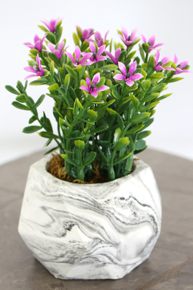 Yapay Çiçek Deposu - Beton Saksıda Yapay Masa Çiçeği Model 3