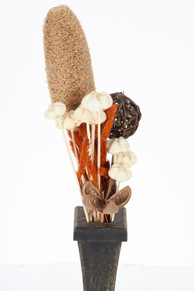 Minyatür Ahşap Vazoda Tropik Kuru Çiçek 70 cm Model 1 - Thumbnail