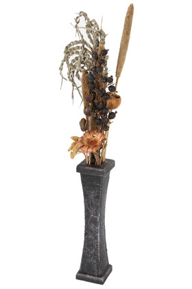 Yapay Çiçek Deposu - Minyatür Ahşap Vazoda Tropik Kuru Çiçek 70 cm Model 2