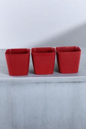 Modern Safir Kare Saksı 3lü Set Bordo 1,8 Litre - 3