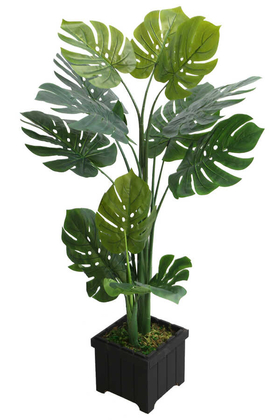 Yapay Deve Tabanı Ağacı Ahşap Saksıda 120 cm ( Monstera Deliciosa) - Thumbnail