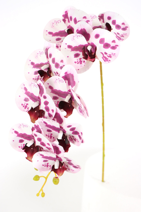 Yapay Çiçek Deposu - Yapay Dal Baskılı Orkide Çiçeği 88 cm Mor Benekli