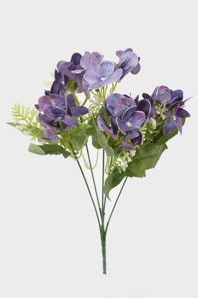Yapay Çiçek Deposu - Yapay Küçük Islak Ortanca Demeti 32 cm Mor