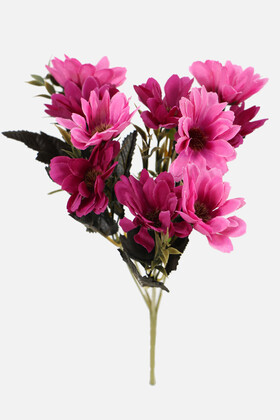 Yapay Çiçek Deposu - Yapay 10lu İri Papatya Demeti 30 cm Mor-Pembe