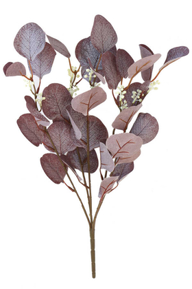 Yapay Çiçek Deposu - Yapay Okaliptus Demeti İri Yapraklı 45 cm Bakır-Kahve