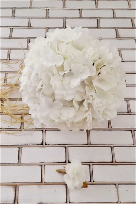 Yapay Çiçek Deposu - Niobe Gelin Buketi Beyaz Ortanca 2li Set