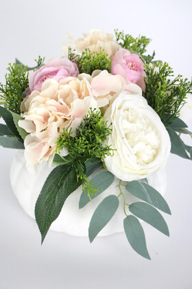 Yapay Çiçek Deposu - Beton Saksıda Nişan Düğün Salon Masa Çiçeği