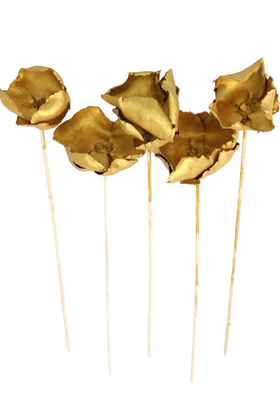 Kuru Çiçek 5li Palm Cap Demeti 45 cm Palm Cup Çiçeği Gold-Altın - Yapay Çiçek Deposu