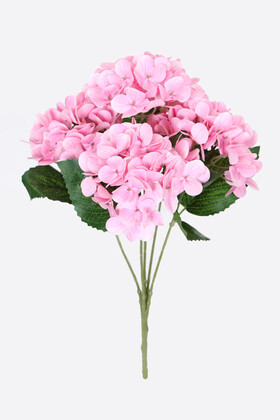 Yapay Çiçek Deposu - Yapay Lüx 5 Dallı Islak Ortanca Demeti 45 cm Pembe