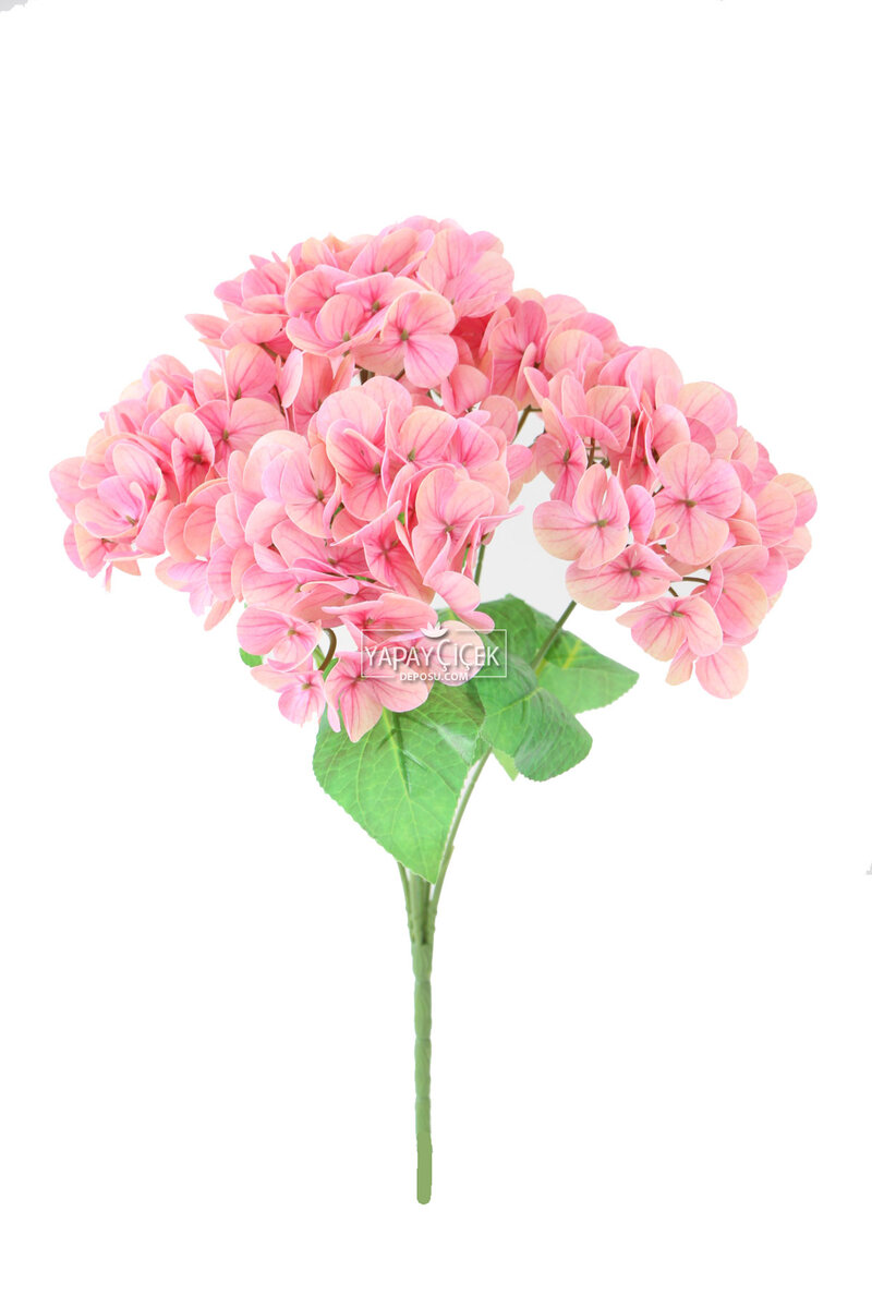 Yapay Lüx 5 Dallı Islak Ortanca Demeti 45 Cm Pembe