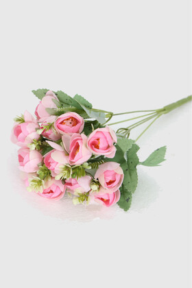 Yapay Mini Gonca Şakayık Gül Demeti 32 cm Pembe - Yapay Çiçek Deposu