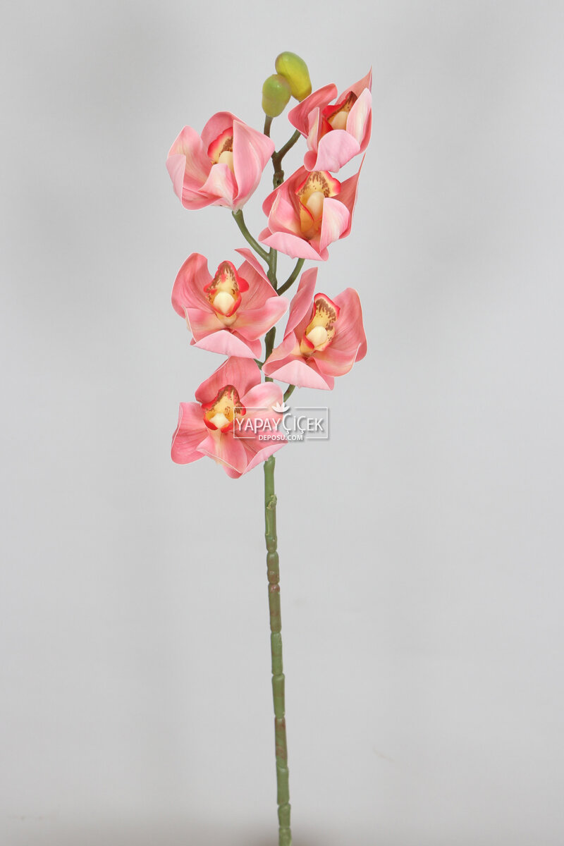 Yapay Islak Dokulu Premium Singapur Orkide Çiçeği 72 cm Pembe