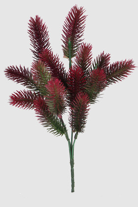 Yapay Çiçek Deposu - Dikenli Çam Ara Dal Bitki Demeti Yeşil-Fuşya
