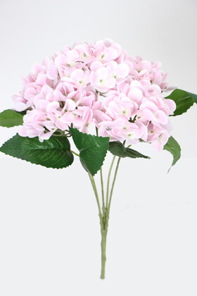 Yapay Çiçek Deposu - Yapay Lüx 5 Dallı Islak Ortanca Demeti 45 cm Pudra