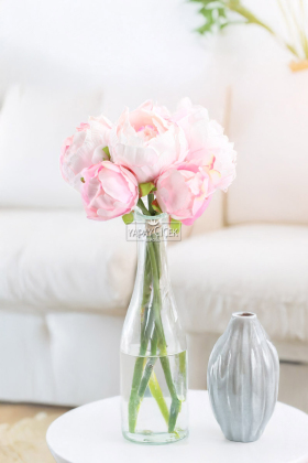 Yapay Çiçek 6lı ipek Peony Şakayık Gül Demeti 25 cm Pudra Pembe - 2