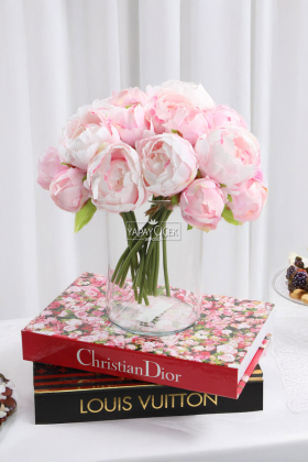 Yapay Çiçek 6lı ipek Peony Şakayık Gül Demeti 25 cm Pudra Pembe - Yapay Çiçek Deposu