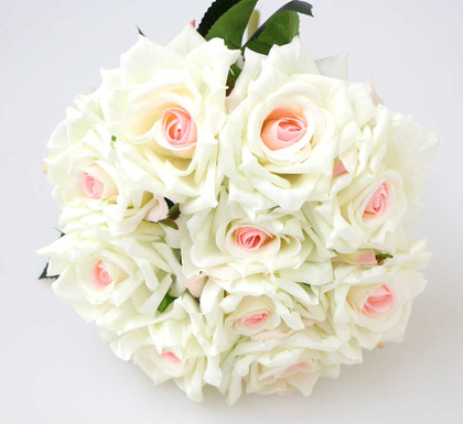 10lu Lüx Gul Demeti 25 cm Beyaz-Pudra - 2