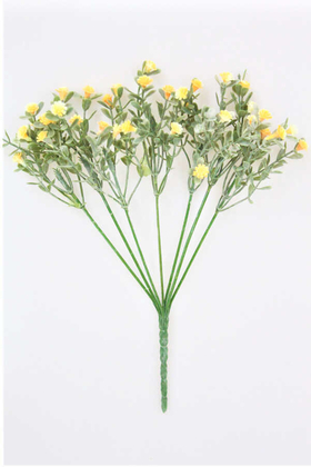 Yapay Çiçek Deposu - Pudralı Yapay Küçük Pıtırcık Ara Dal Demeti Sarı