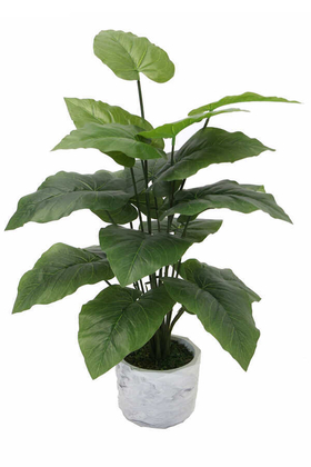 Yapay Çiçek Deposu - Handmade Beton Saksıda Yapay 18 Dallı Dev Lüx Bitki 70cm Koyu Yeşil