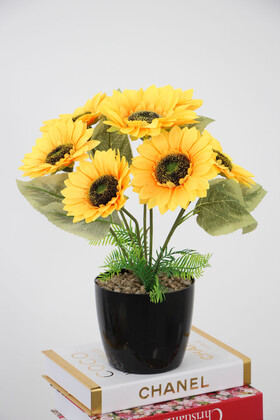 Yapay Çiçek Saksılı Ayçiçeği Dekoru 50 cm - Yapay Çiçek Deposu