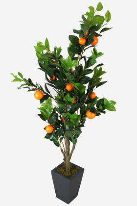 Yapay Çiçek Deposu - Ahşap Mdf Saksıda Yapay Lüx Portakal Ağacı 200 cm