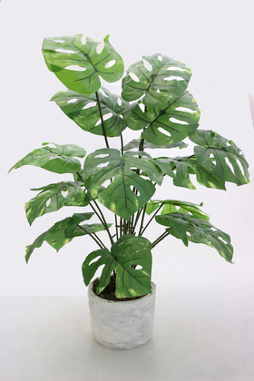 Yapay 18 Dallı Lüx Monstera Deliciosa (Deve Tabanı) Plastik Saksılı - 5