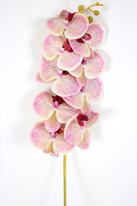 Yapay Dal Baskılı Orkide Çiçeği 88 cm Fuşya Krem - 2