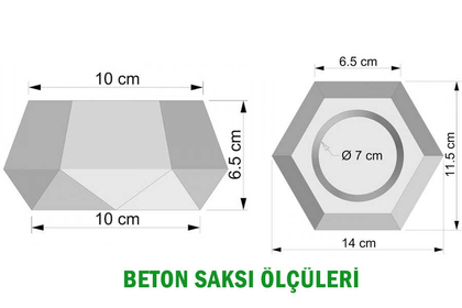 Handmade Beton Saksı 6.5 cm Model-12 Taş Rengi - Thumbnail